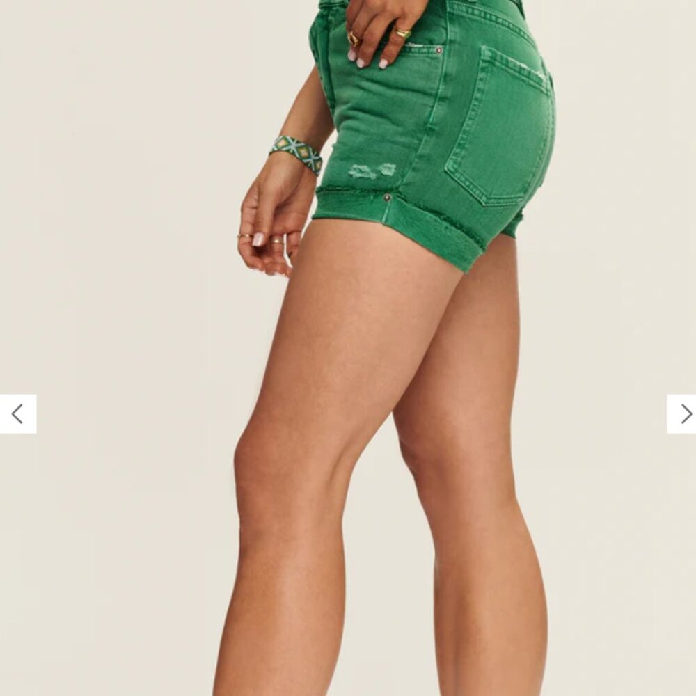 SER.O.YA Lex Distress Jean Shorts Vintage Jade Green SIZE 26 - Picture 10 of 13